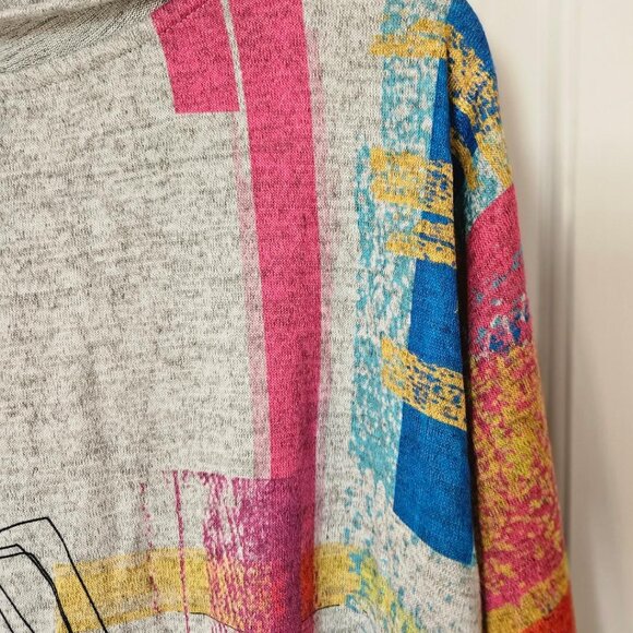 Et' Lois free size dress with cowl neck (USA). Very colorful geometric pattern. - Picture 6 of 8